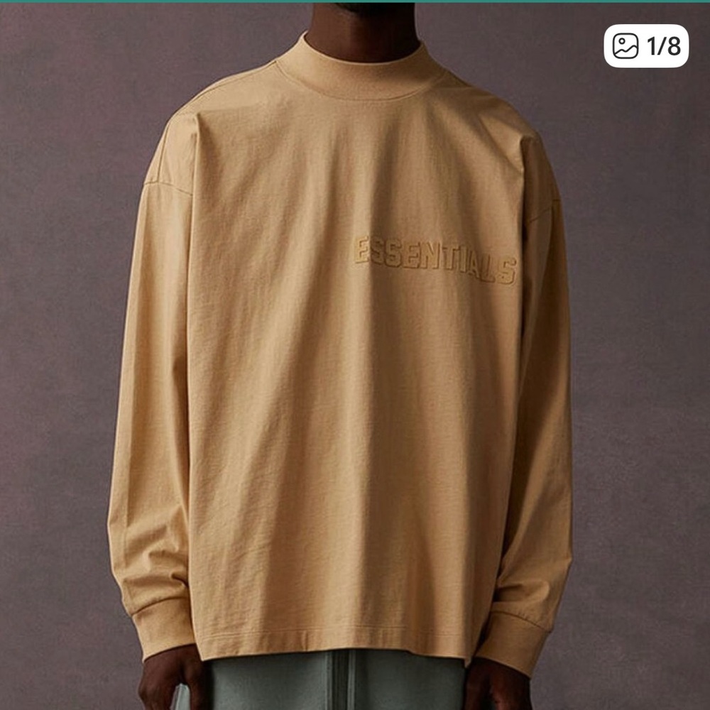 Essentials Fear Of God Sand Long Sleeve T-Shirt Mens Size Medium